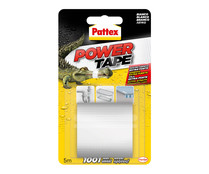 Rollo de 5 metros de cinta adhesiva ultra fuerte de 50 milímetros y color blanco PATTEX Power tape.