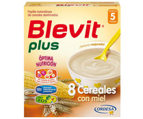 Papilla en polvo 8 cereales con miel a partir de 5 meses BLEVIT Plus 600 g.