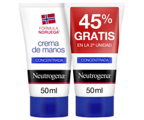 Crema de manos concentrada con perfume, para alivio inmediato de manos secas NEUTRÓGENA 2 x 50 ml.
