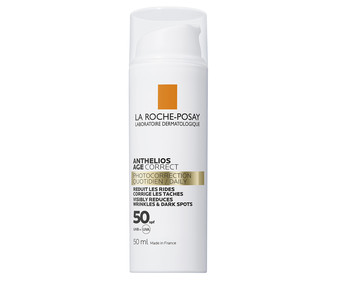Crema solar facial con acción antiedad y antimanchas y FPS 50 (muy alto) LA ROCHE POSAY Anthelios age correct 50 ml. Crema solar facial con acción antiedad y antimanchas y FPS 50 (muy alto) LA ROCHE POSAY Anthelios age correct 50 ml.
