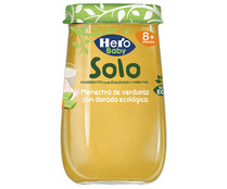 Tarrito de menestra de verduras y dorada ecológica, a partir de 8 meses HERO Solo 190 g.