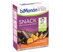 Barritas de chocolate y naranja, ricas en proteínas BIMANÁN Línea 6 uds x 186 g.