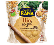 Pasta integral rellena de crema garbanzos con brócoli ecológico RANA 250 g.
