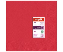 Servilletas desechables color rojo, 33x33cm., doble capa NUPIK 50 uds.