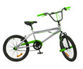 Bicicleta 20" BMX Free Style con rotor, color gris y verde, TOIMSA.
