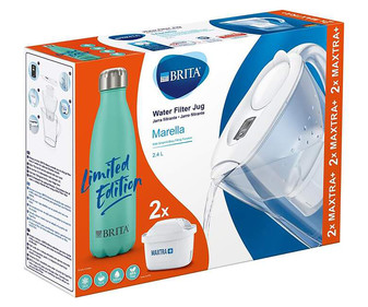 Jarra de agua de 2 l y botella termo de 500 ml, incluye 2 filtros, Marella BRITA.