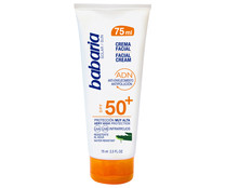 Protector solar facial, con acción anti polución y anti envejecimiento y FPS 50+ (muy alto) BABARIA 75 ml.