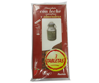 Chocolate con leche y almendras 150 gramos Chocolate con leche y almendras 150 gramos