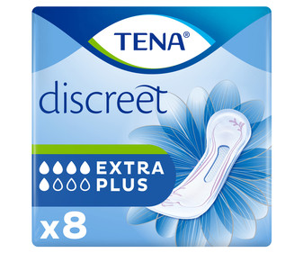 Compresas incontinencia extra plus, para pérdidas de orina moderadas a severas TENA Discreet 8 uds. Compresas incontinencia extra plus, para pérdidas de orina moderadas a severas TENA Discreet 8 uds.