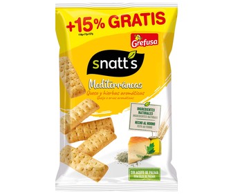 Palitos Mediterráneas queso y hierbas aromáticas SNATT'S GREFUSA, bolsa 110g Palitos Mediterráneas queso y hierbas aromáticas SNATT'S GREFUSA, bolsa 110g