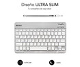 Teclado Bluetooth SUBBLIM SMART BT KEYBOARD plata, diseño Slim, batería de litio, conector Micro-USB.