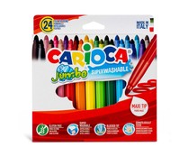 Pack de 24 rotuladores lavables de colores, punta maxi CARIOCA JUMBO.