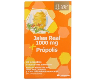 Jalea Real fresca con miel y própolis, con sabor a miel y naranja ARKO REAL 20 x 15 ml. Jalea Real fresca con miel y própolis, con sabor a miel y naranja ARKO REAL 20 x 15 ml.