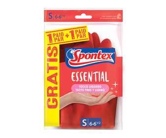 Guantes de látex talla S 6- 6 1/2 SPONTEX ESSENTIAL 2 pares Guantes de látex talla S 6- 6 1/2 SPONTEX ESSENTIAL 2 pares