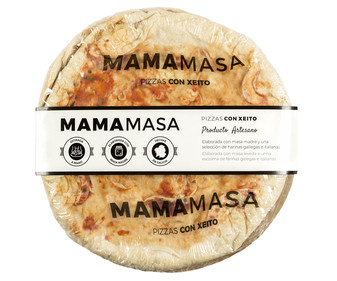 Bases de pizza con tomate, elaboradas con masa madre MAMAMASA 2 x 220 g. Bases de pizza con tomate, elaboradas con masa madre MAMAMASA 2 x 220 g.
