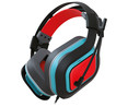 Auriculares gaming tipo casco GIOTEK HC-9 con cable y micrófono para Nintendo Switch, color rojo y azul.
