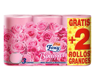 Papel higiénico tres capas con aroma a rosa FOXY Bouquet Fds. Papel higiénico tres capas con aroma a rosa FOXY Bouquet Fds.