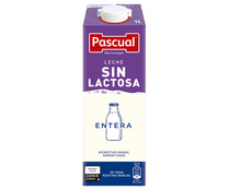 Leche de vaca entera y sin lactosa PASCUAL 1 l.