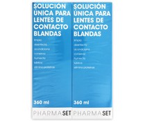 Solución para limpiar, desinfectar y lubricar lentes de contacto blandas PHARMASET 2 uds de 360 ml.