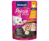 Alimento húmedo completo gatos adultos, pollo VITAKRAF POESIE DELICET 85 g.