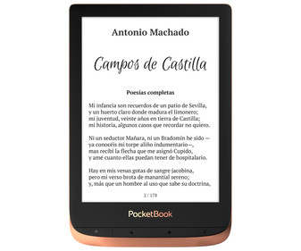 Libro electrónico 5,25 cm (6") POCKETBOOK Touch HD 3, color dorado.