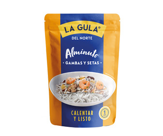 Sucedáneo de angulas con gambas y setas LA GULA DEL NORTE AL MINUTO 135 g. Sucedáneo de angulas con gambas y setas LA GULA DEL NORTE AL MINUTO 135 g.