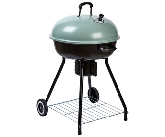 Barbacoa redonda con ruedas y tapa para carbón, 59x24x61cm. GARDENSTAR ALCAMPO.