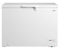 Arcón congelador MIDEA MDRC405FZF01, clasificación energética: F, H:cm, A: 115,5cm, F: 67cm, capacidad total: 290L.