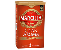 Café  molido mezcla de tueste natural 50% y torrefacto 50% gran aroma MARCILLA 250 gr,