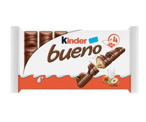 Barritas de chocolate con relleno cremoso de leche y avellanas KINDER BUENO 4 uds. 172 g..