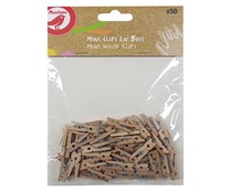 50 mini clips de madera con forma de pinza, PRODUCTO ALCAMPO.