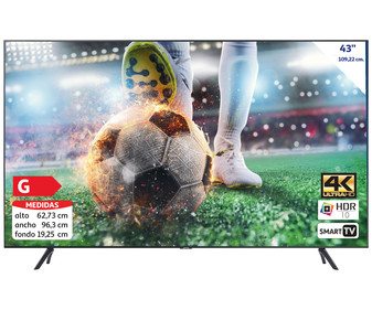 Televisión 109,22 cm (43") LED SAMSUNG UE43TU7025KXXC 4K, HDR 10+, SMART TV, WIFI, TDT T2, USB reproductor y grabador, 2HDMI, 2000HZ.