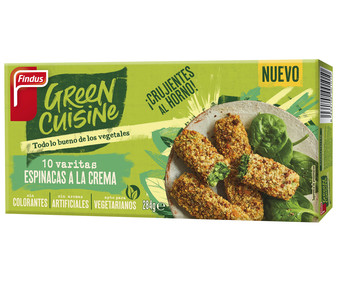 Varitas ultracongeladas de espinacas a la crema FINDUS Green cuisine 10 uds. Varitas ultracongeladas de espinacas a la crema FINDUS Green cuisine 10 uds.