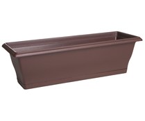 Maceta balconera de plástico, rectangular, lisa, de color chocolate y medidas de 60 x 20 x 19 centímetros VAN Clipper.