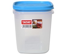 Recipiente cuadrado de plástico con tapa para alimentos, 0.7l. TATAY.