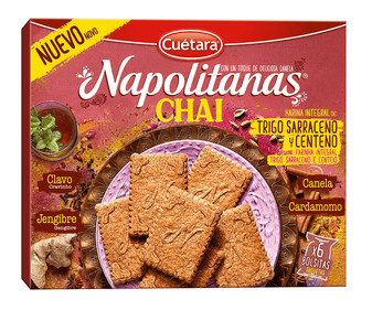 Galletas Napolitanas chai con harina integral CUÉTARA NAPOLITANAS 180 g. Galletas Napolitanas chai con harina integral CUÉTARA NAPOLITANAS 180 g.