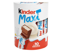 Chocolate con leche en barrita extrafino en porciones KINDER MAXI 10 uds. 210 g.