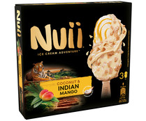 Bombón de helado de coco y mango de la India, recubierto de chocolate blanco NUII 3 x 90 ml.