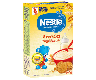 Papilla de 8 cereales y galleta maría a partir de 6 meses NESTLÉ 600 g. Papilla de 8 cereales y galleta maría a partir de 6 meses NESTLÉ 600 g.
