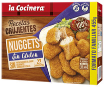 Nuggets de pollo (pechuga de pollo rebozada) elaborados sin gluten LA COCINERA Recetas crujientes 455 g.