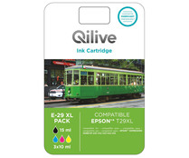 Pack 4 cartuchos de tinta compatibles (Epson 29XL) QILIVE, negro, cian, magenta y amarillo.