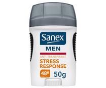 Desodorante stick para hombre con protección antitranspirante hasta 48 horas SANEX Men stress response 50 ml.