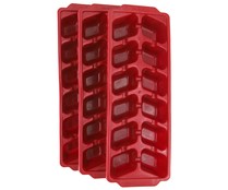 Bandejas para cubitos de hielo, color rojo CURVER pack de 3 unidades.