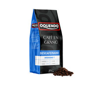 Café de tueste natural descafeinado en grano, intensidad 7 OQUENDO 500 g.