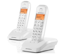 Teléfono inalámbrico duo Dect MOTOROLA STARTAC S1202 Blanco, identificador de llamadas, manos libres, agenda para 50 contactos.