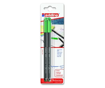 Marcadores permanentes verdes, para escritura en papeles claros, con punta de fibra de trazo de 1 milímetro EDDING 1200 2 unidades. Marcadores permanentes verdes, para escritura en papeles claros, con punta de fibra de trazo de 1 milímetro EDDING 1200 2 unidades.
