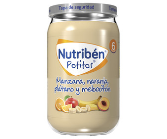 Potitos® de fruta (manzana, naranja, plátano y melocotón), a paritr de 6 meses NUTRIBÉN 235 g.
