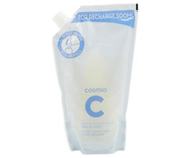 Recambio de jabón de manos con textura crema y aroma a flor de algodón COSMIA 500 ml.