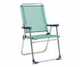 Silla marinera plegable para camping y playa. Fabricada en tubo redondo de aluminio y con asiento y respaldo alto de textileno FIBERLINE.