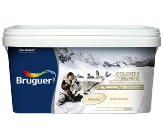 Bote de 4l. de pintura plástica monocapa blanco Alaska natural BRUGUER Colores del mundo. Bote de 4l. de pintura plástica monocapa blanco Alaska natural BRUGUER Colores del mundo.